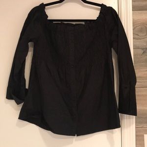 Off shoulder black poplin smocked tip by AQUA Sz m